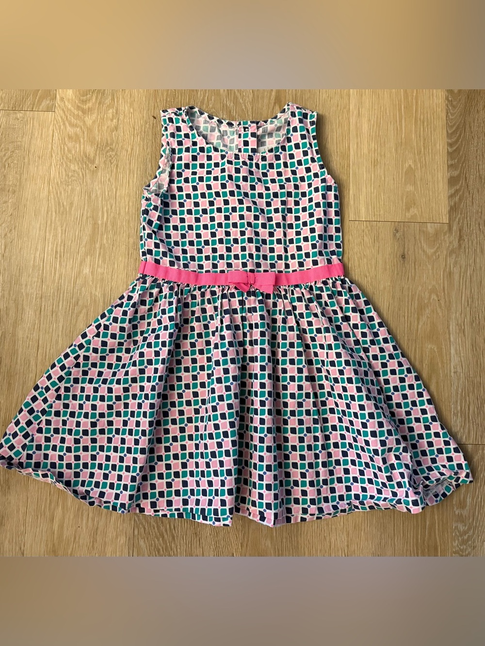 Gymboree Girl's Size 7 Pink & Teal Geometric Belted Dress